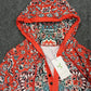FallStil® - Rotes Mandala Print Kapuzen-Henley Sweatshirt mit langen Ärmeln