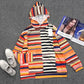 FallStil® - Buntes schwarz-weiß gestreiftes Sweatshirt mit Kapuze