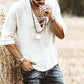 Liam - Boho Black Lace-Up Shirt