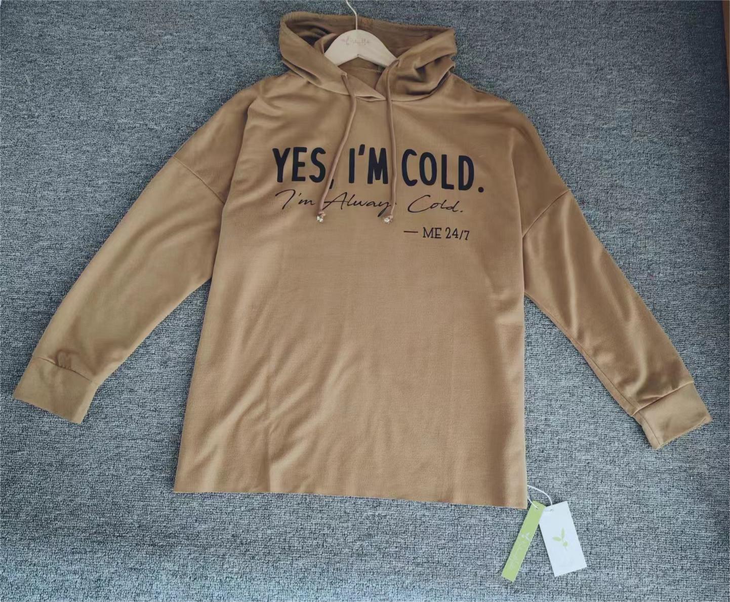 Even&Vil® - Braunes langärmeliges Sweatshirt mit Buchstaben