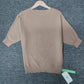 FallStil® - Goldfarbener einfarbiger Pullover mit Rundhalsausschnitt