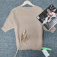 FallStil® - Goldfarbener einfarbiger Pullover mit Rundhalsausschnitt