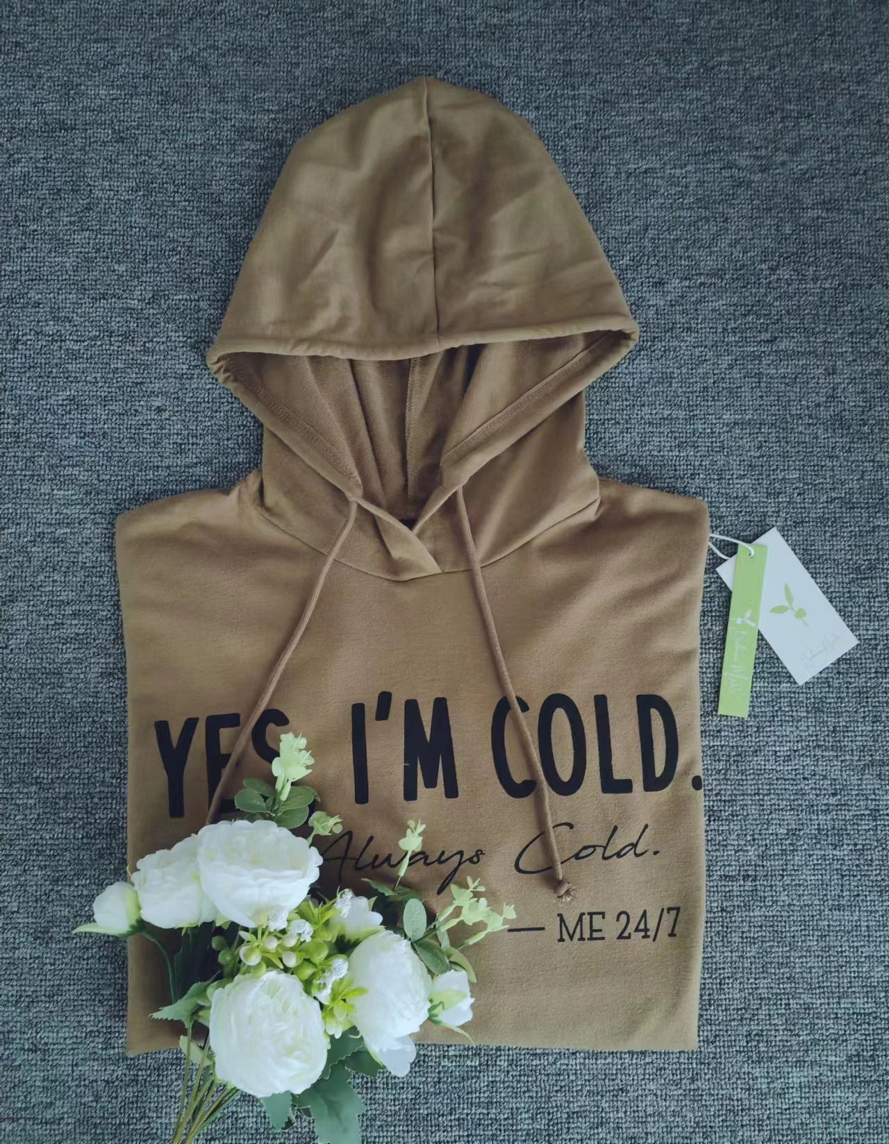 Even&Vil® - Braunes langärmeliges Sweatshirt mit Buchstaben