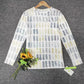 EcoExotica® - Geometrisches Shirt mit Rundhalsausschnitt in Beige