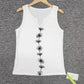 SpringStil® - Weißes ärmelloses Daisy Tank-Top mit gekerbtem Ausschnitt