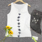 SpringStil® - Weißes ärmelloses Daisy Tank-Top mit gekerbtem Ausschnitt