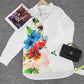 FallStil® - Aquarellblume Knopfleiste Tunika-Bluse