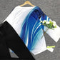 FallStil® - Ultra-Mod Blaue Welle Weißes Tunika-Oberteil