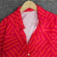 FallStil® - Rosa und orangefarbene Bluse mit Zick-Zack-Streifen und Knopfleiste