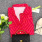 FallStil® - Rosa und orangefarbene Bluse mit Zick-Zack-Streifen und Knopfleiste