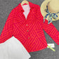 FallStil® - Rosa und orangefarbene Bluse mit Zick-Zack-Streifen und Knopfleiste