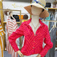 FallStil® - Rosa und orangefarbene Bluse mit Zick-Zack-Streifen und Knopfleiste