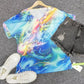 FallStil® - Watercolor Print Krawattenärmel Knopfleiste V-Ausschnitt Top