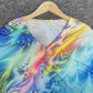 FallStil® - Watercolor Print Krawattenärmel Knopfleiste V-Ausschnitt Top