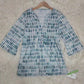 FallStil® - Aquarell Blau & Weiß ¾ Ärmel Tunika Top