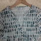 FallStil® - Aquarell Blau & Weiß ¾ Ärmel Tunika Top