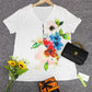 FallStil® - Romantisches kurzärmeliges Top mit Blumendruck