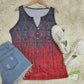 FallStil® - Ombre Tank-Top mit Regenmuster in Blau und Rot