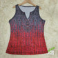 FallStil® - Ombre Tank-Top mit Regenmuster in Blau und Rot