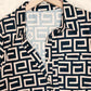 SpringStil® - Greek Key Schwarz & Tan Langarm-Bluse Top