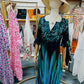 SpringStil® - Ribbon Green Ombre Stripe ¾-Ärmel Midikleid