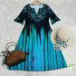 SpringStil® - Ribbon Green Ombre Stripe ¾-Ärmel Midikleid