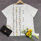 FallStil® - Weißes Floral Vine Kurzarm-Top mit Rundhalsausschnitt