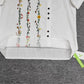 FallStil® - Weißes Floral Vine Kurzarm-Top mit Rundhalsausschnitt