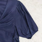 SpringStil® - Marineblaues einfarbiges Midikleid mit kurzen Ärmeln