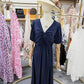 SpringStil® - Marineblaues einfarbiges Midikleid mit kurzen Ärmeln