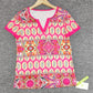 Naturlux® - Elegantes Kurzarm-Top mit rotem Druck