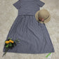 SpringStil® - Marineblau und weiß gestreiftes Midikleid mit kurzen Ärmeln