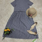 SpringStil® - Marineblau und weiß gestreiftes Midikleid mit kurzen Ärmeln