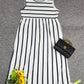 SpringStil® - Schwarz-weiß gestreiftes ärmelloses Midikleid mit Seitentaschen