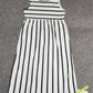 SpringStil® - Schwarz-weiß gestreiftes ärmelloses Midikleid mit Seitentaschen
