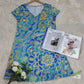 SpringStil® - Ozeanblaues knielanges Minikleid mit Mandaladruck und kurzen Ärmeln