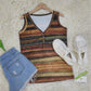 SpringStil® - Braunes ärmelloses gestreiftes Top