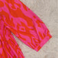 PureWear® - Rosa und orangefarbenes Midikleid mit geraffter Knopfleiste