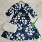 SpringStil® - Weißes Tulpenschichtenkleid mit kurzen blauen Ärmeln