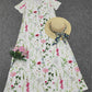 SpringStil® - Garden Print V-Ausschnitt Weißes Maxi-Sommerkleid