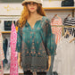 Even&Vil® -  Smaragd Salbei Grün Luxe Print Tunika Bluse Top