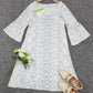 SpringStil® - Verwittertes blaues weißes Vintage Print Minikleid mit halben Ärmeln