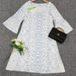 SpringStil® - Verwittertes blaues weißes Vintage Print Minikleid mit halben Ärmeln
