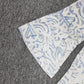 SpringStil® - Verwittertes blaues weißes Vintage Print Minikleid mit halben Ärmeln