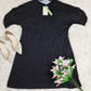 SpringStil® - Modernes Schwarzes Midikleid mit geteiltem Ausschnitt und Ärmel