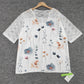 SpringStil® - Geospitze Mesh Floral Print Weiß ¾ Ärmel Top