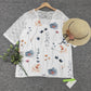 SpringStil® - Geospitze Mesh Floral Print Weiß ¾ Ärmel Top
