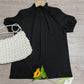FallStil® - Schwarzes Plissee-Top mit geteilten Ärmeln
