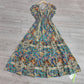 FallStil® - Buntes Paisley geraffte Taille Langes Sommerkleid