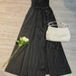 SpringStil® - Schwarzes einfarbiges Midikleid mit Riemen